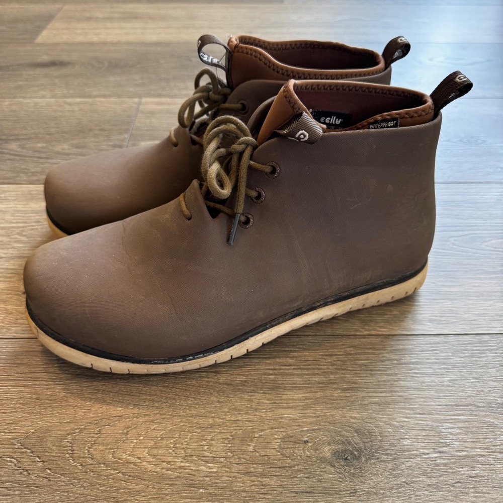 Ccilu Panto Pola Men Waterproof Rain Boots Brown Chukka US 10 Men Outdoor Garden - Picture 3 of 9